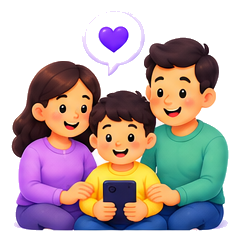 A family listening to a story together